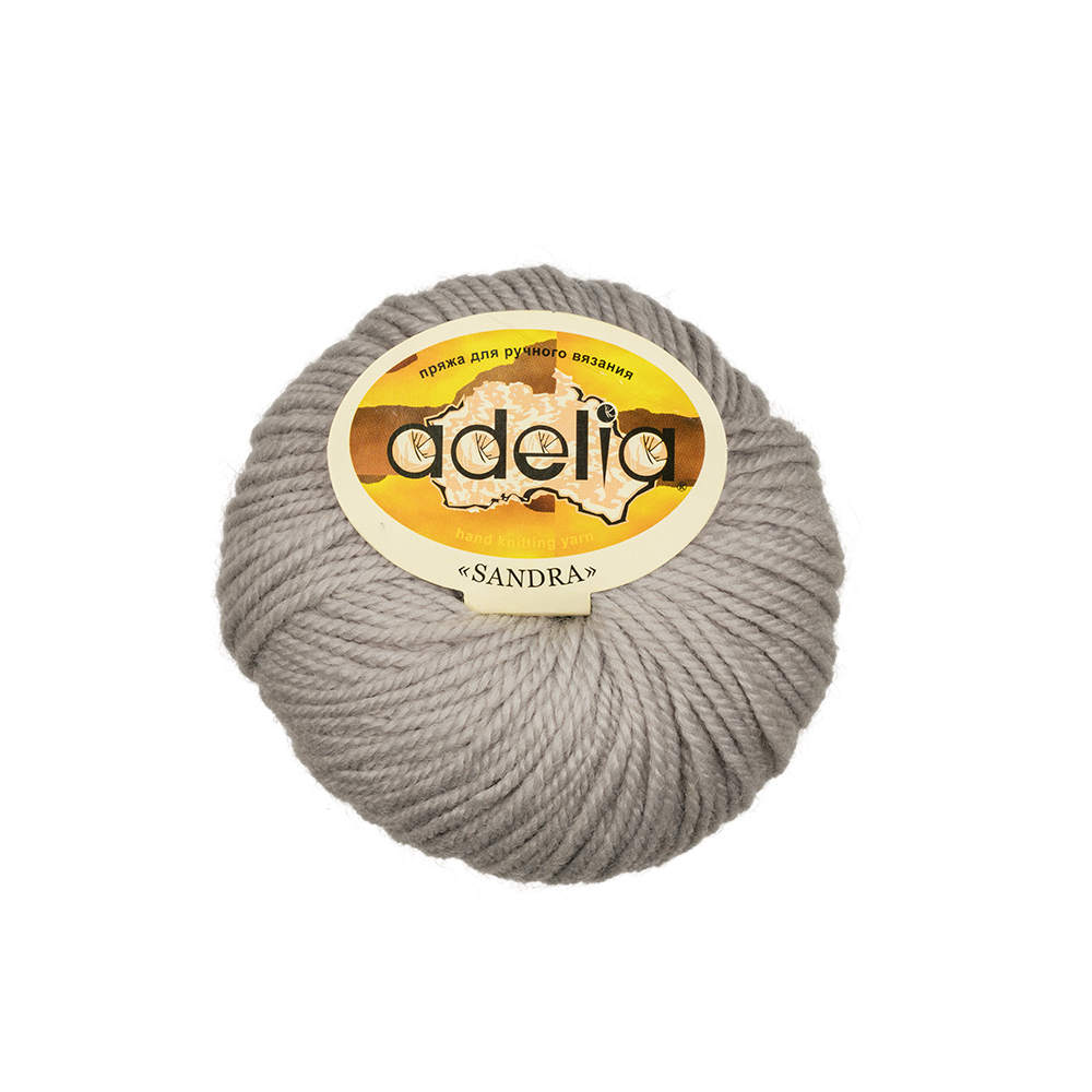 

Пряжа Adelia Sandra, 10 шт. по 50 г, 50% шерсть, 50% акрил, 90 м №07 св.серый, SANDRA