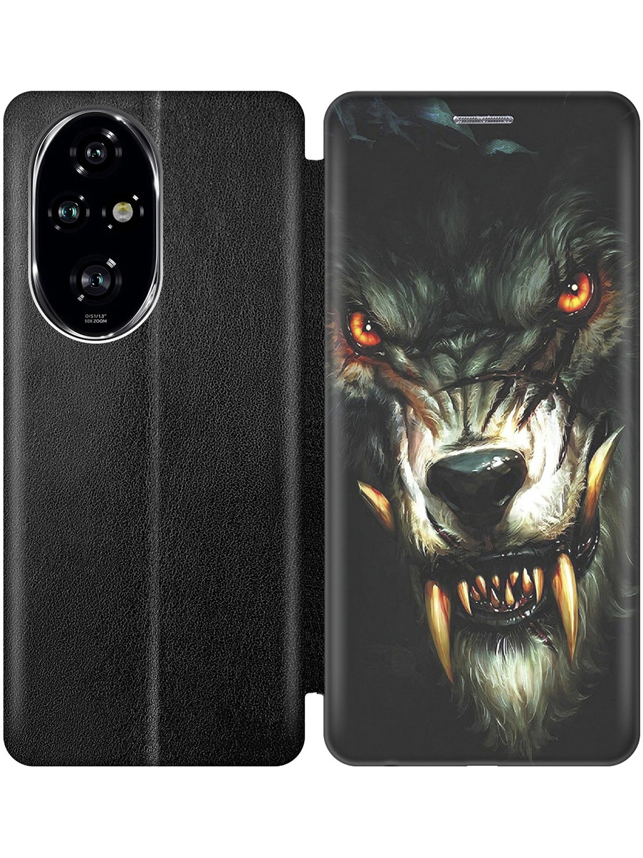 

Чехол-книжка на Honor 200 pro с принтом "Злой оборотень" черный, Черный;желтый, 783979613