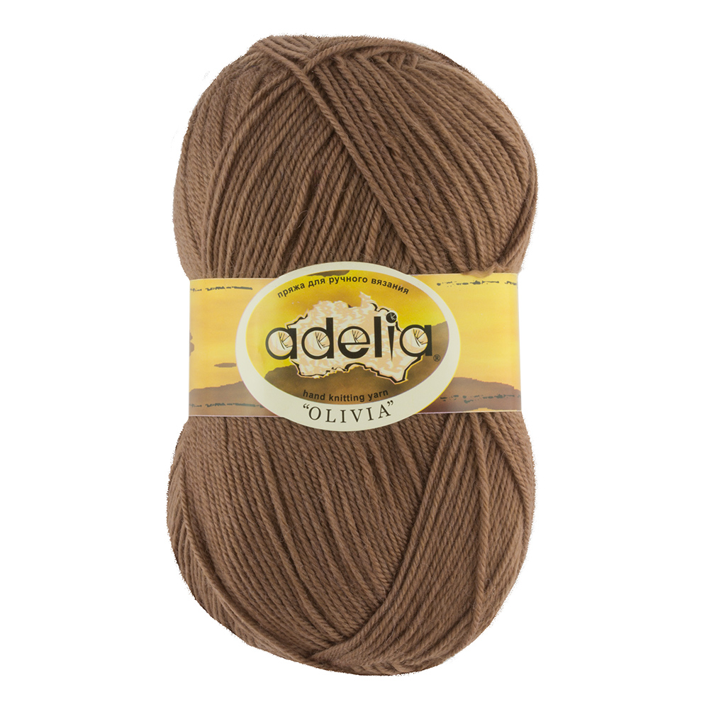 

Пряжа Adelia Olivia, 5 шт. по 100 г, набор, 60% акрил, 40% шерсть 250 м №23 св.коричневый, OLIVIA