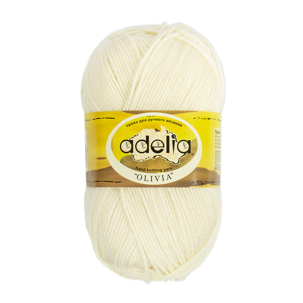 

Пряжа Adelia Olivia, 5 шт. по 100 г, набор, 60% акрил, 40% шерсть 250 м №01 БЕЛЫЙ, OLIVIA