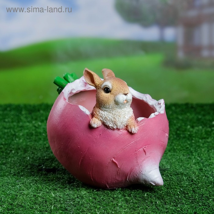 

Фигурное кашпо Редиска с зайцем, 17*15 см