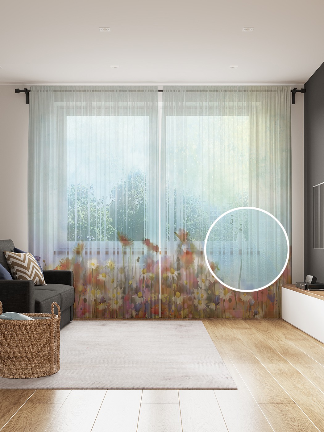 

Фототюль JoyArty "Ромашково поле", 145x265см (2 полотна со шторной лентой + 50 крючков), Ромашково поле