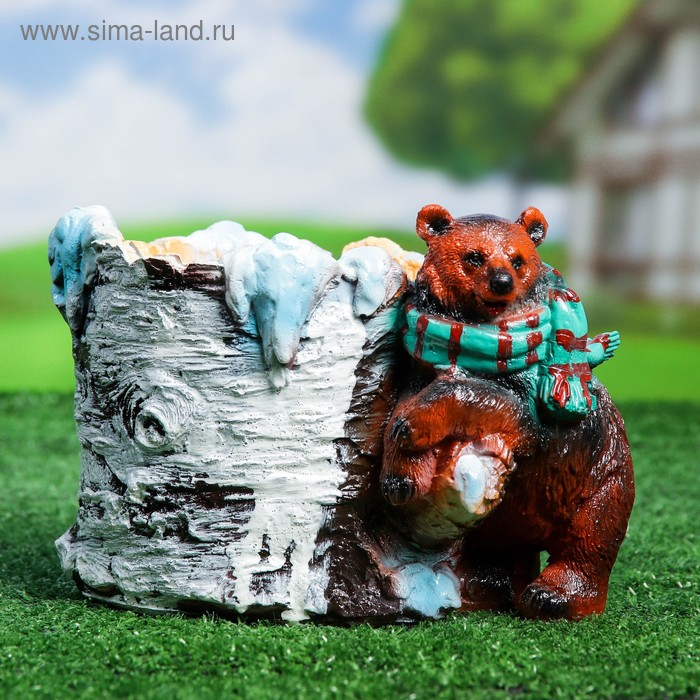 

Фигурное кашпо Медведь с шарфом