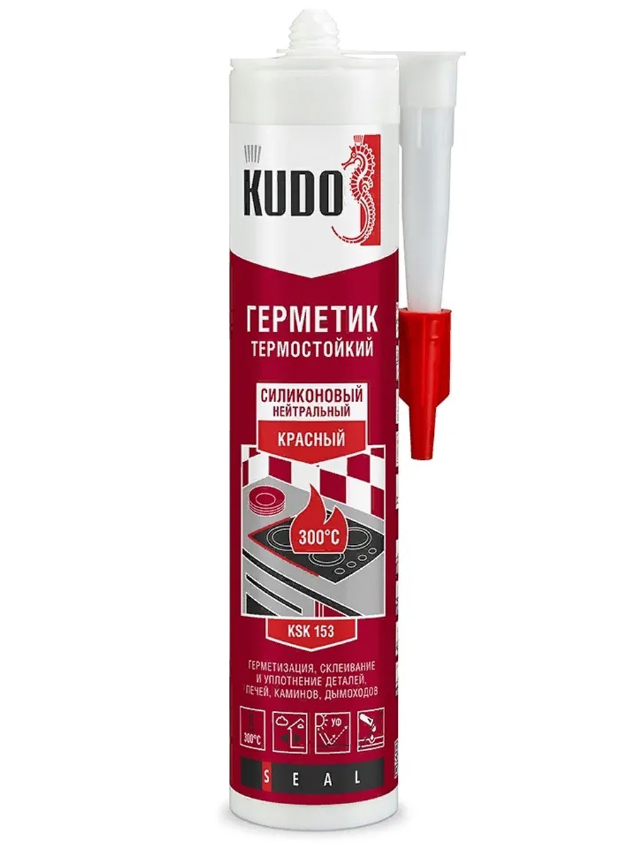 фото Герметик kudo ksk 153, силиконовый, термостойкий, черный, туба, 280 мл, упаковка 3 шт.