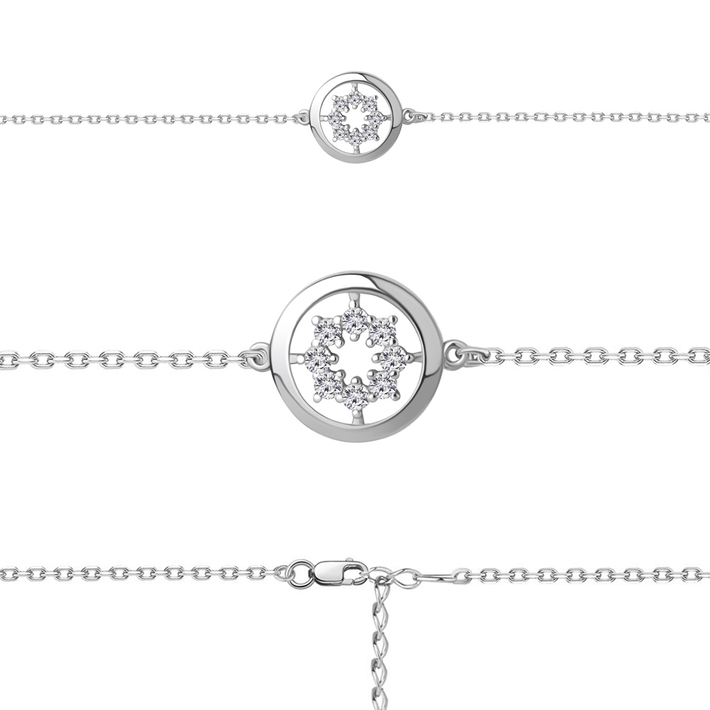 

Браслет из серебра с фианитом р.  Aquamarine 74660А_925_р, 74660А_925_р