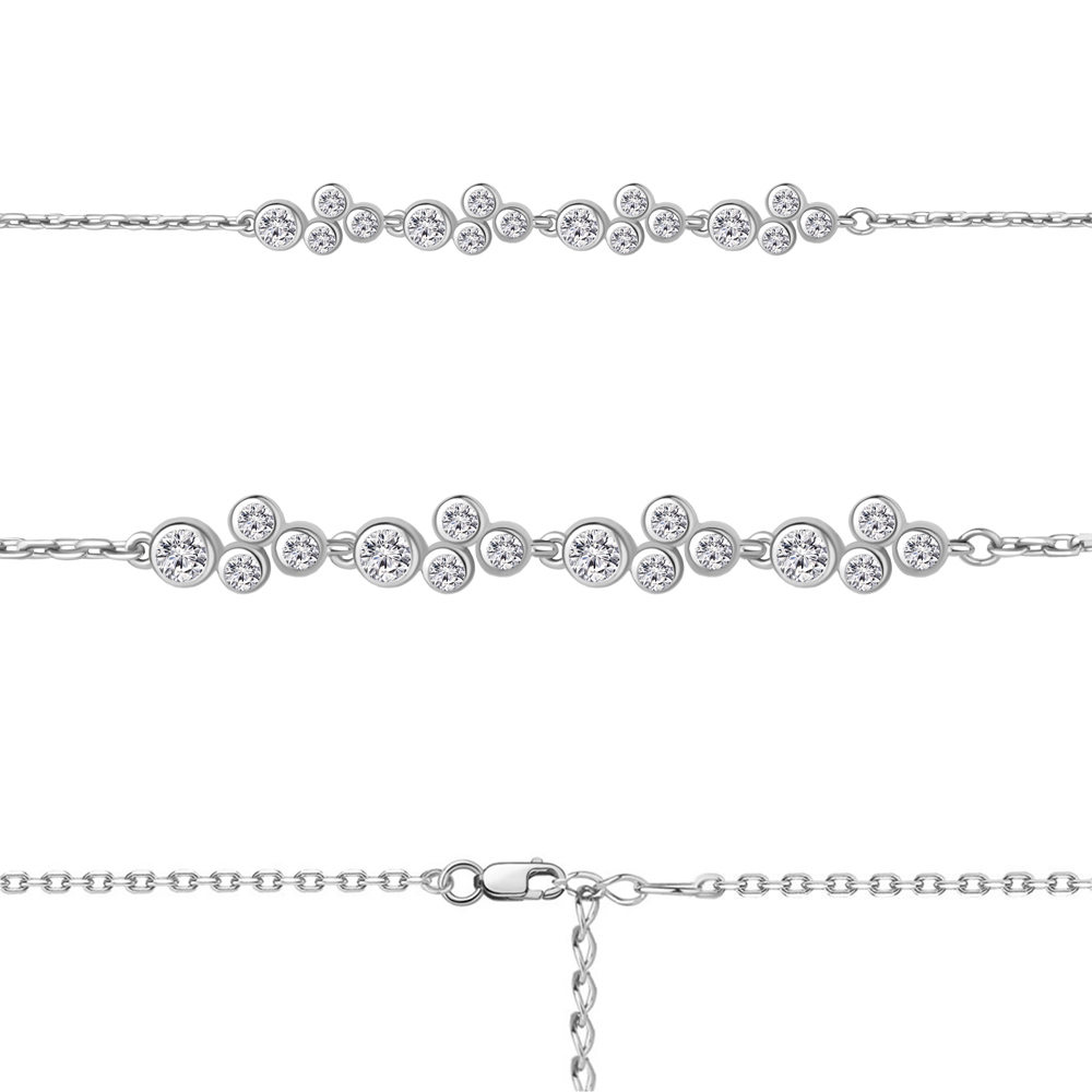 

Браслет из серебра с фианитом р.  Aquamarine 74659А_925_р, 74659А_925_р