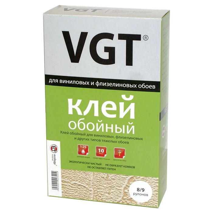 Клей для обоев VGT, 300 г, сухой, для виниловых, флизелиновых и тяжелых видов обоев пятновыводитель bagi 100 видов пятен 400 мл