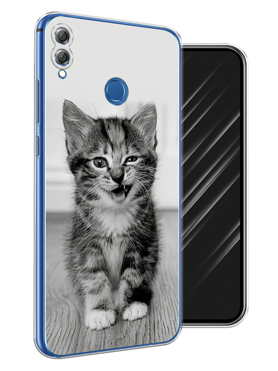 

Чехол Awog на Honor 8X "Подмигивающий котенок", Черный;серый, 66750-1