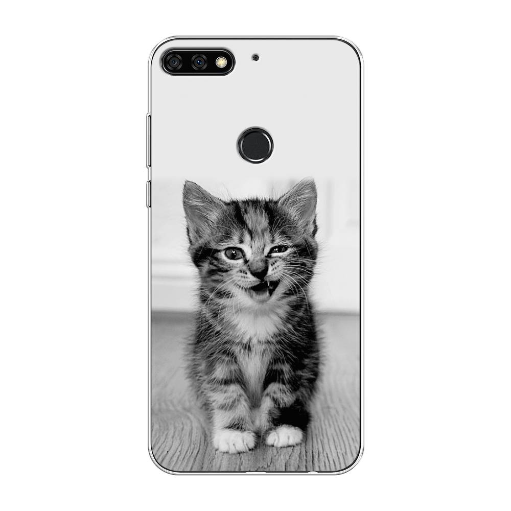 

Чехол Awog на Honor 7C Pro "Подмигивающий котенок", Черный;серый, 65550-1