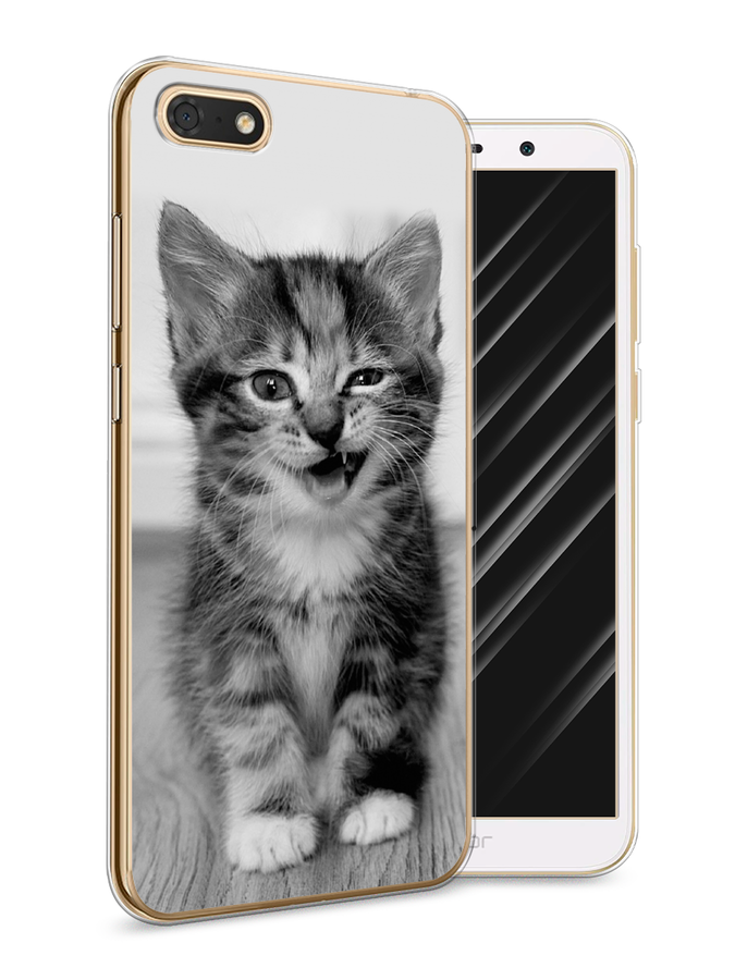 

Чехол Awog на Honor 7A "Подмигивающий котенок", Черный;серый, 65250-1