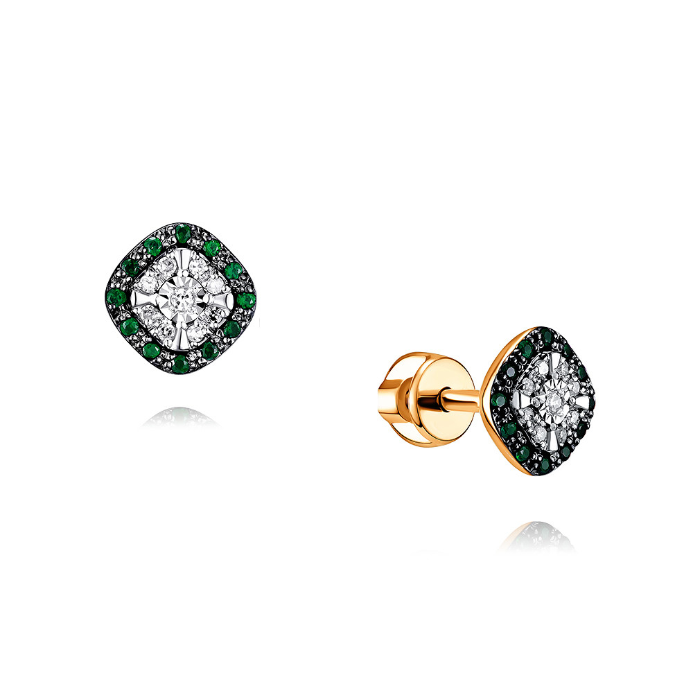 

Серьги из красного золота с бриллиантом/изумрудом ADAMAS 21038701/01-А501Д-433, 21038701/01-А501Д-433