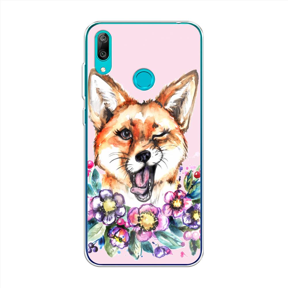 

Чехол Awog на Huawei Y7 2019 "Подмигивающая лиса", Оранжевый, 68450-10