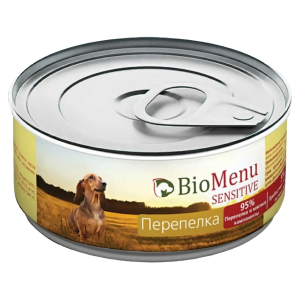 Консервы для собак BioMenu Sensitive, перепелка, 100г