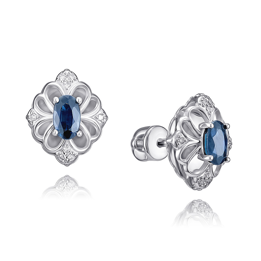 

Серьги из белого золота с бриллиантом/сапфиром ADAMAS 21039233/01-А511Д-432, 21039233/01-А511Д-432