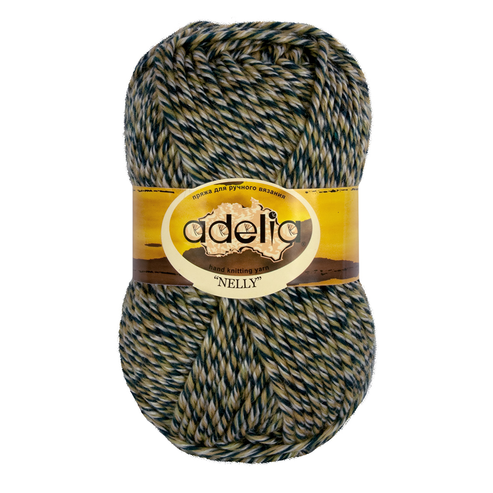 

Пряжа Adelia Nelly, 5 шт. по 100 г 100 м №13 хаки-т.синий (меланж), Зеленый, "NELLY"