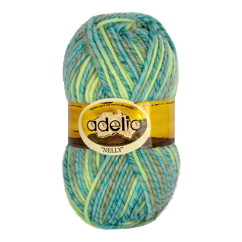 

Пряжа Adelia Nelly, 5 шт. по 100 г 100 м №11 св.голубой-св.зеленый, NELLY