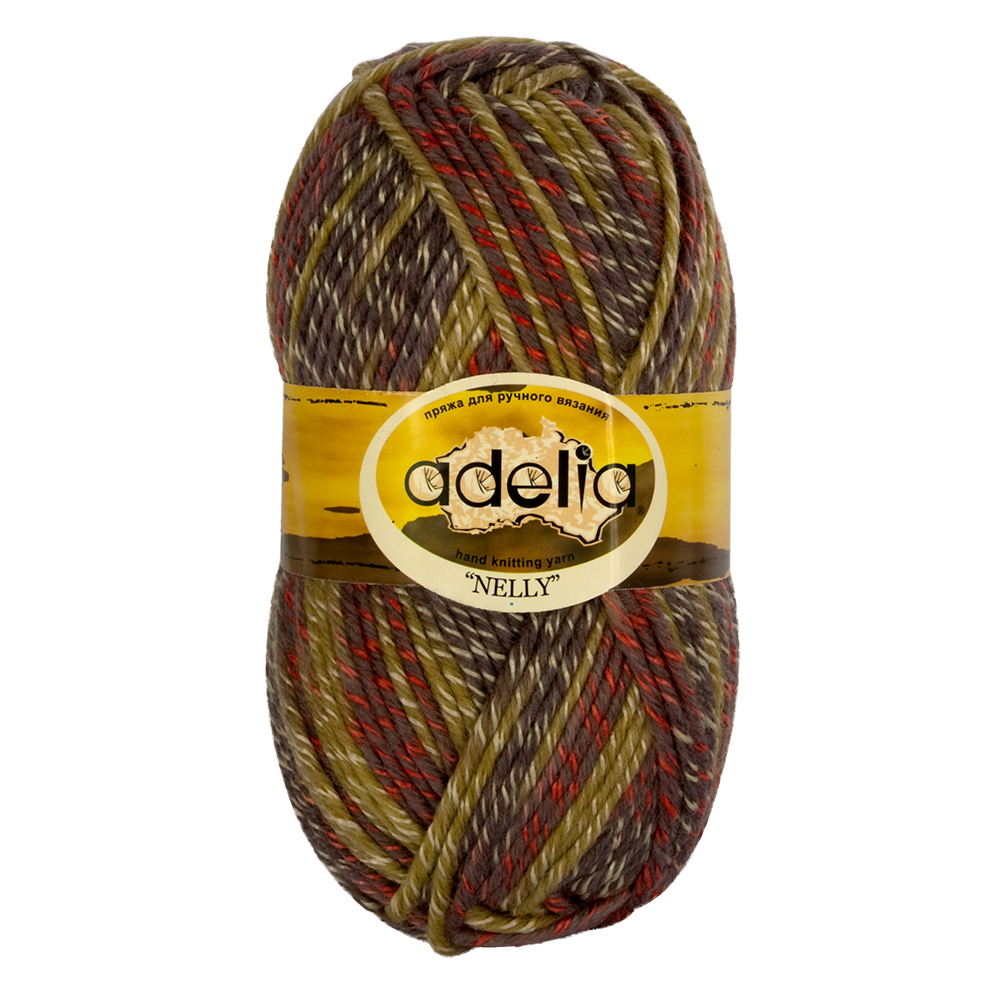 

Пряжа Adelia Nelly, 5 шт. по 100 г 100 м №09 св.хаки-серый, Зеленый, "NELLY"