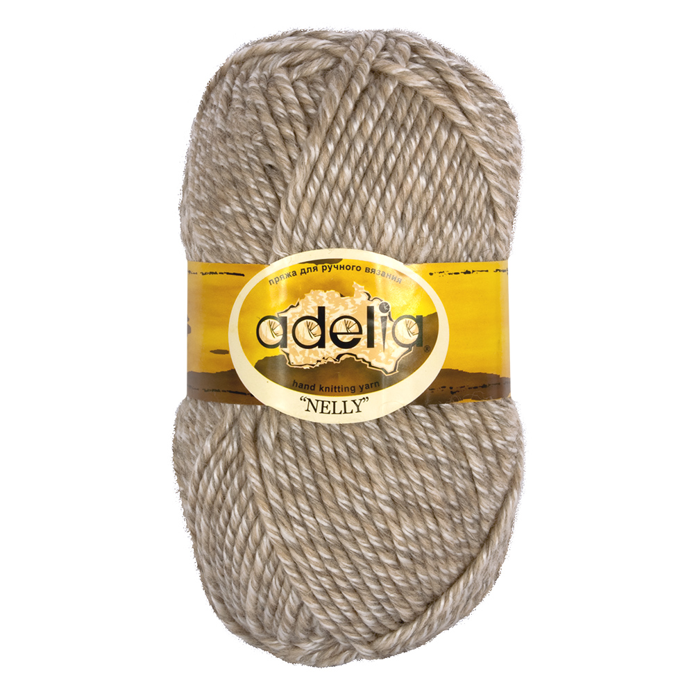 

Пряжа Adelia Nelly, 5 шт. по 100 г 100 м №05 св.серый-бежевый (меланж), "NELLY"