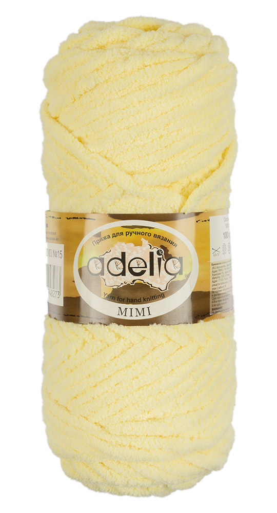

Пряжа Adelia Mimi 100% полиэстер №15 бл.желтый - 5 мотков по 100 г, "MIMI"