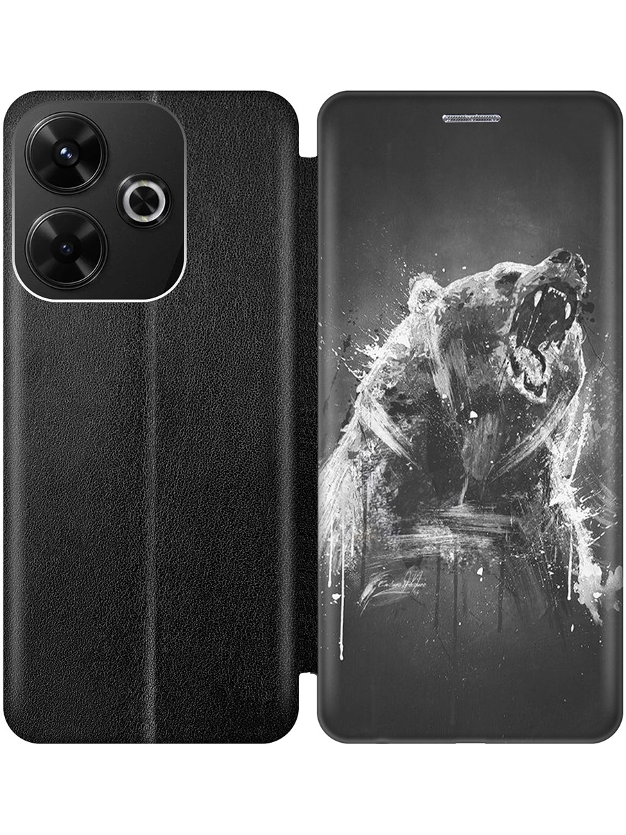 

Чехол-книжка на Xiaomi Redmi 13 / Redmi Note 13R, Poco M6 4g с принтом черный 809565, Черный;коричневый;серый, 783988613