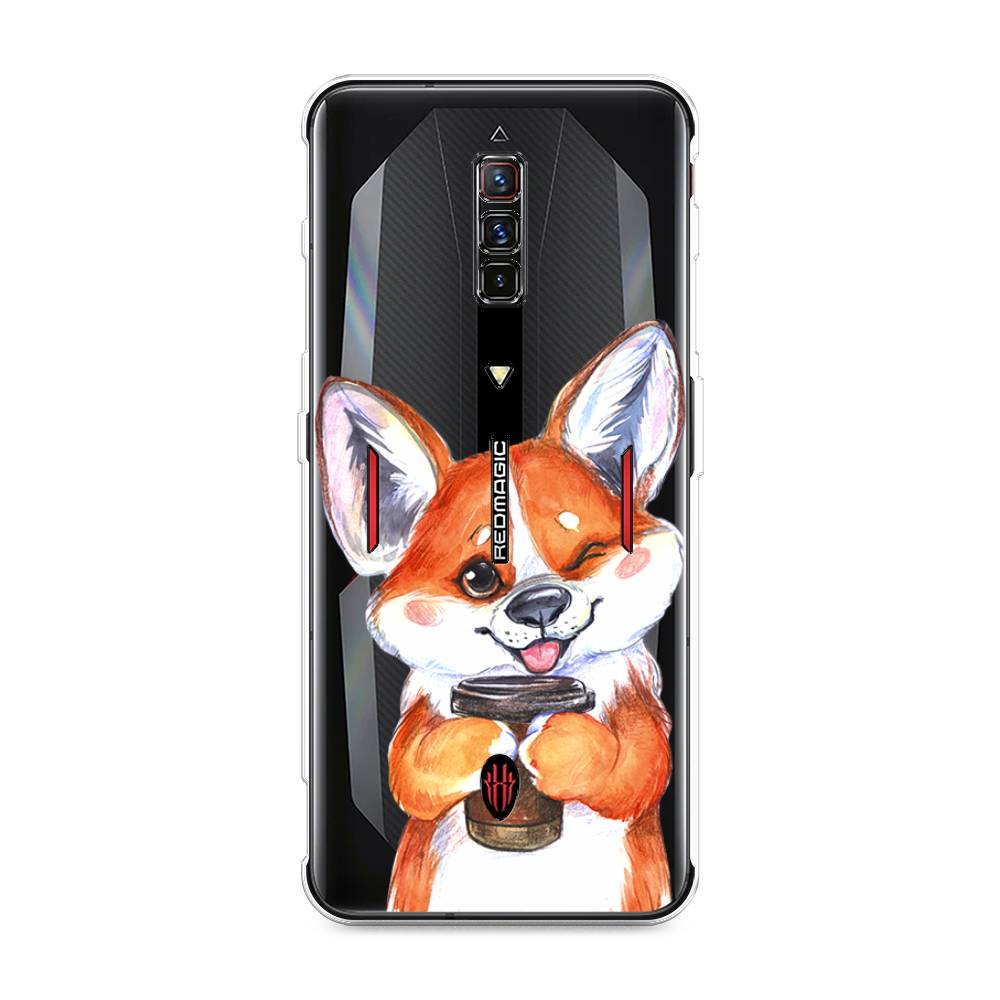 

Чехол на ZTE Nubia Red Magic 6 "Корги с кофе", Оранжевый;белый, 135150-4