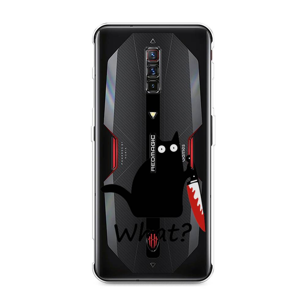 

Чехол на ZTE Nubia Red Magic 6 "Котик с ножом", Черный;красный, 135150-6