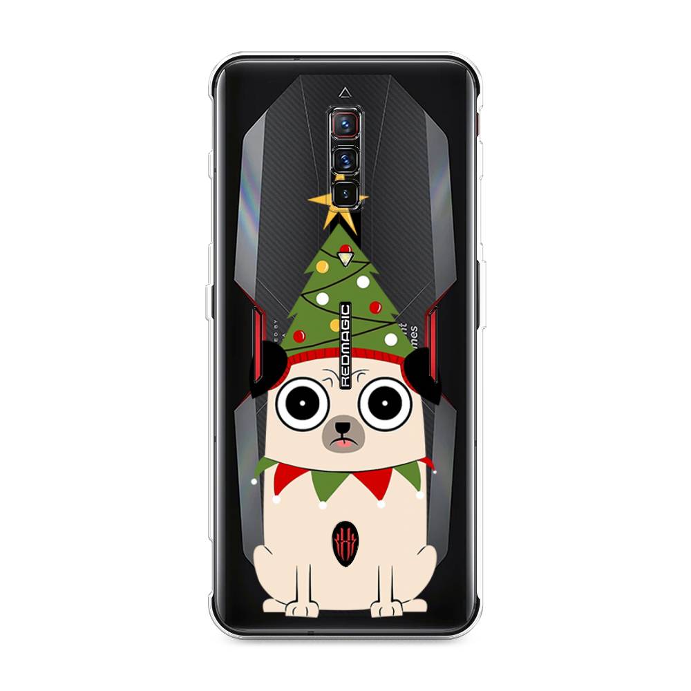 

Чехол на ZTE Nubia Red Magic 6 "Собачка с ёлочкой", Бежевый;красный;зеленый, 135150-1