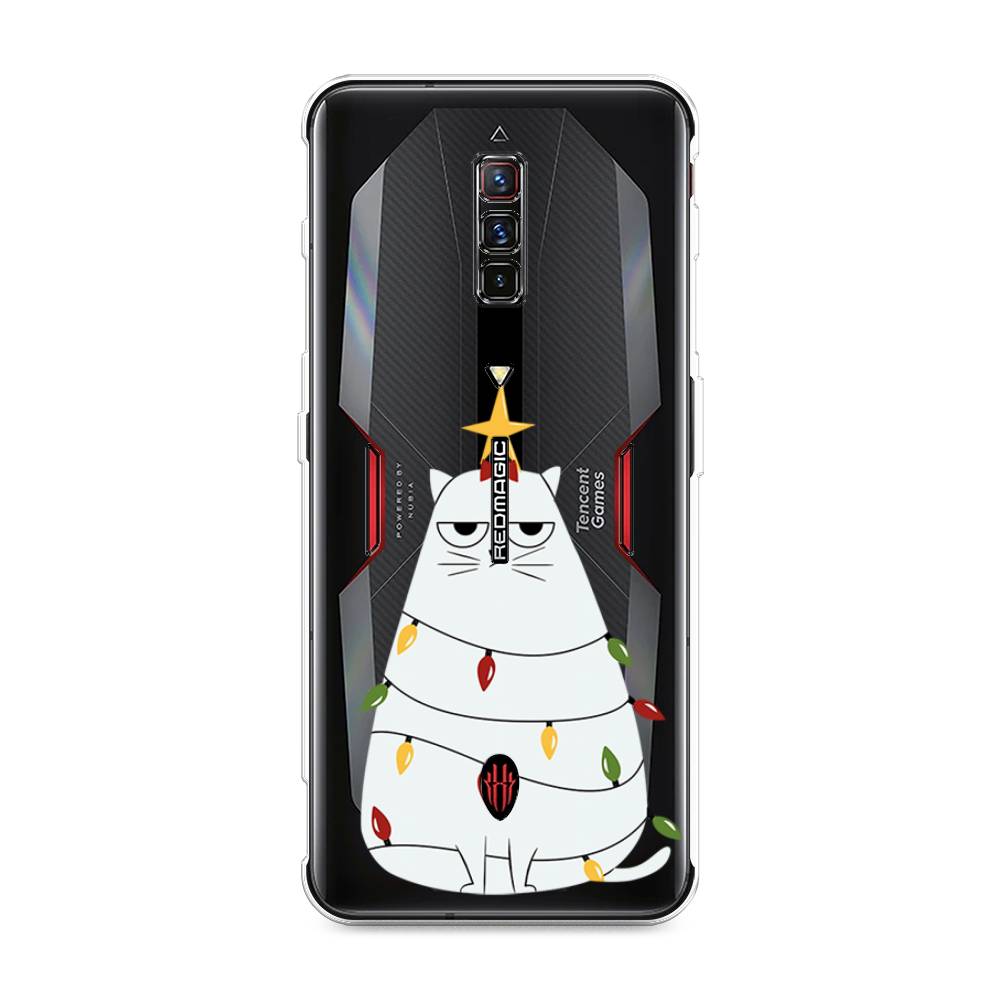 

Чехол на ZTE Nubia Red Magic 6 "Котик в гирлянде", Белый;красный;желтый, 135150-1