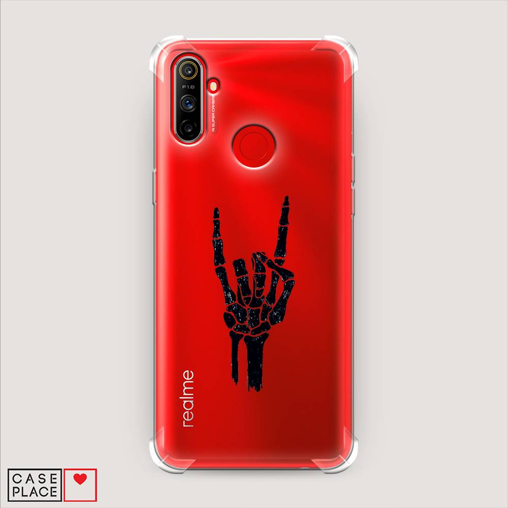 фото Противоударный силиконовый чехол "rock for a skeleton" на realme c3 awog