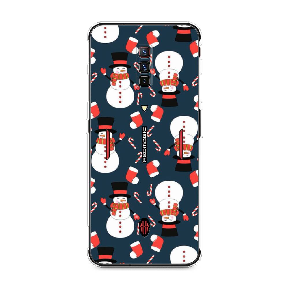 

Чехол на ZTE Nubia Red Magic 6 "Синие снеговики", Синий;белый;красный, 135150-5
