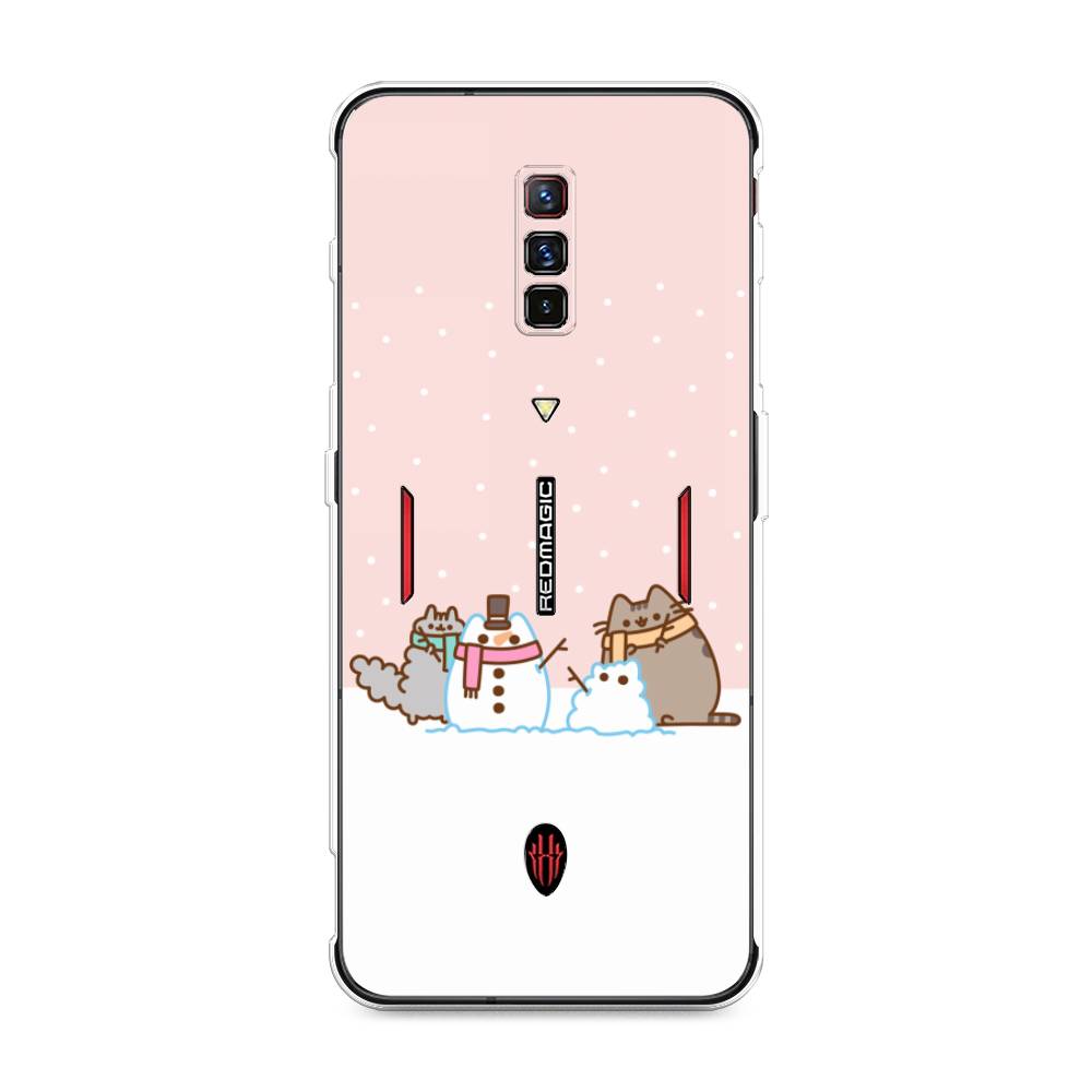 

Чехол на ZTE Nubia Red Magic 6 "Котики в снегу", Розовый;белый;серый, 135150-5