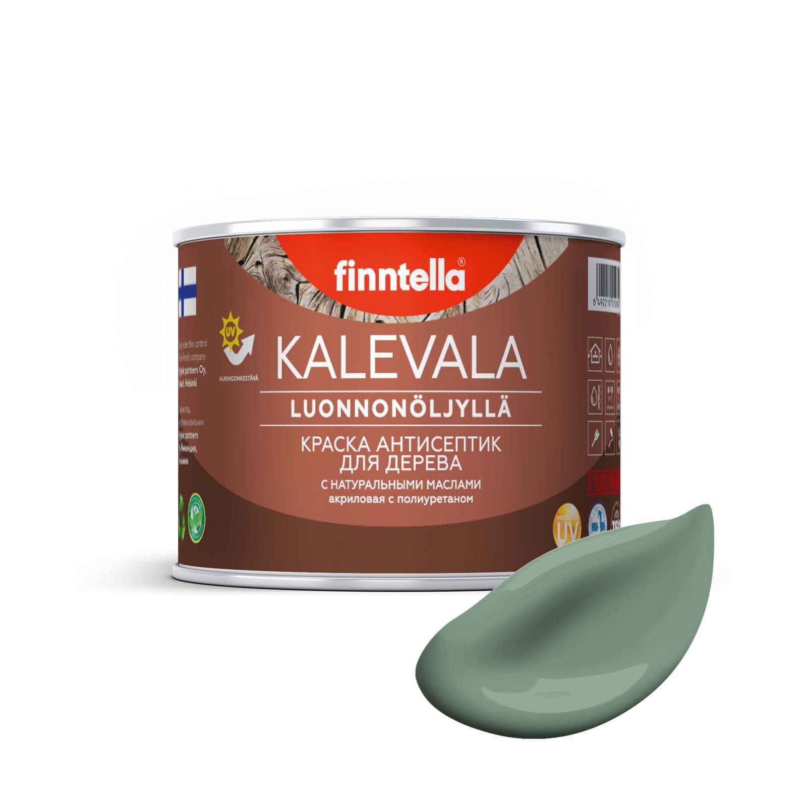 

Краска для дерева и деревянных фасадов FINNTELLA KALEVALA, с натуральным маслом и полиурет, Зеленый, KALEVALA NLC 0,45