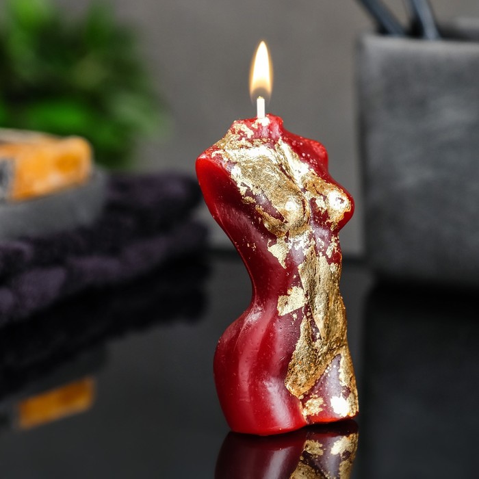 фото Фигурная свеча женское тело №1 шоколадная с поталью 9,5см nobrand