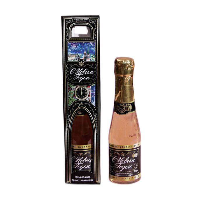Гель для душа «С Новым годом!» с ароматом шампанского 250 мл 4321659 открытка поздравительная с новым годом лама на авто 8 × 9 см