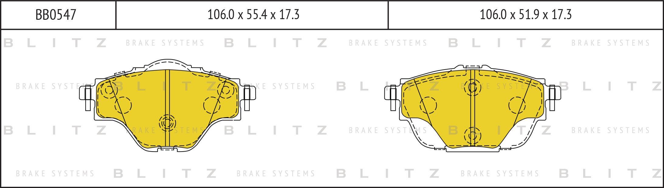 

Комплект тормозных колодок BLITZ bb0547