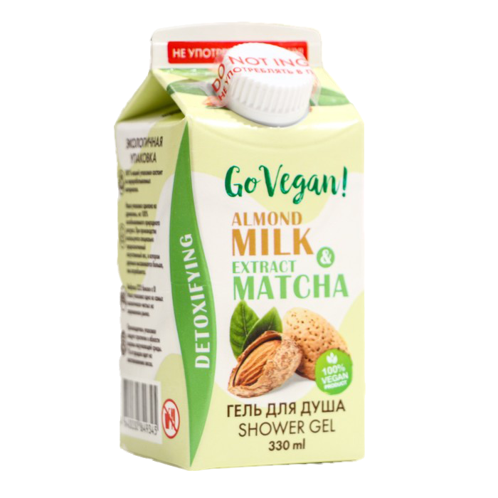 Гель для душа Go Vegan Almond Milk & Matcha Extract натуральный 330 мл