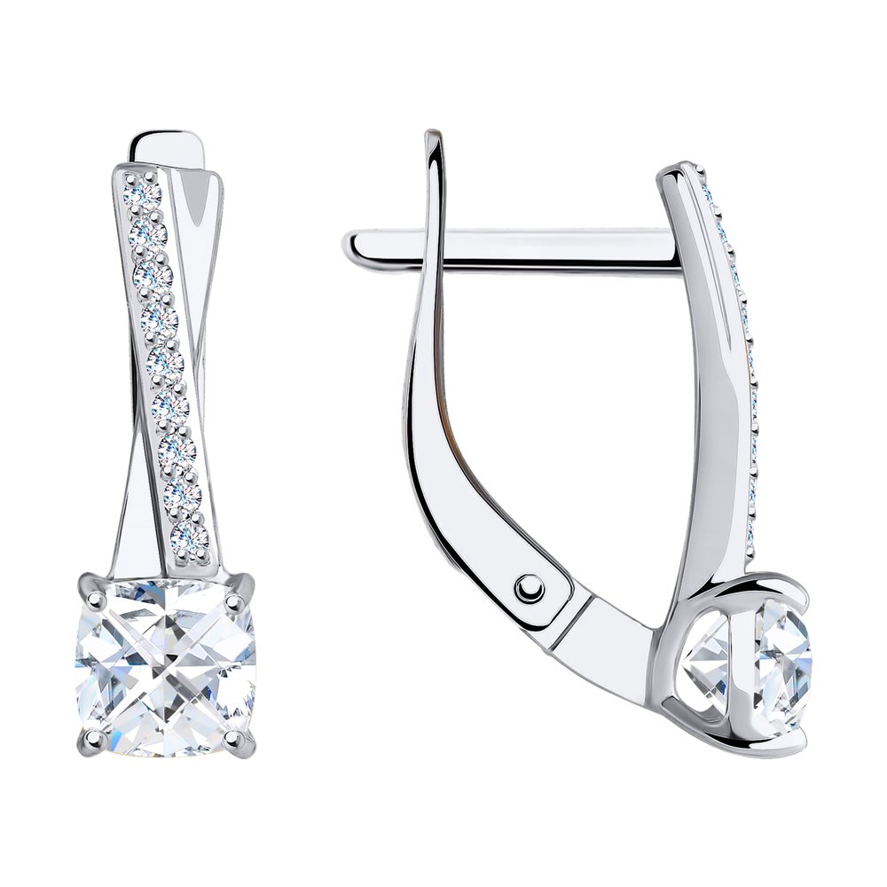 

Серьги из белого золота с фианитом SOKOLOV 81020541-3, 81020541-3