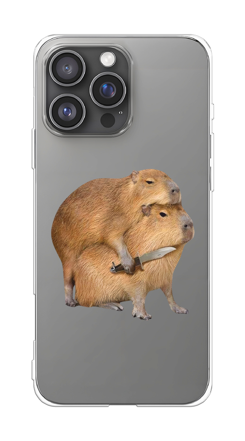 

Чехол на Apple iPhone 16 Pro Max "Капибара с ножом", Бежевый, 16350-1