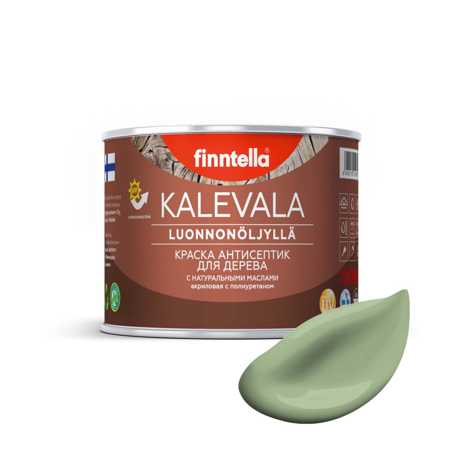 

Краска для дерева и деревянных фасадов FINNTELLA KALEVALA, с натуральным маслом и полиурет, Зеленый, KALEVALA NLC 0,45