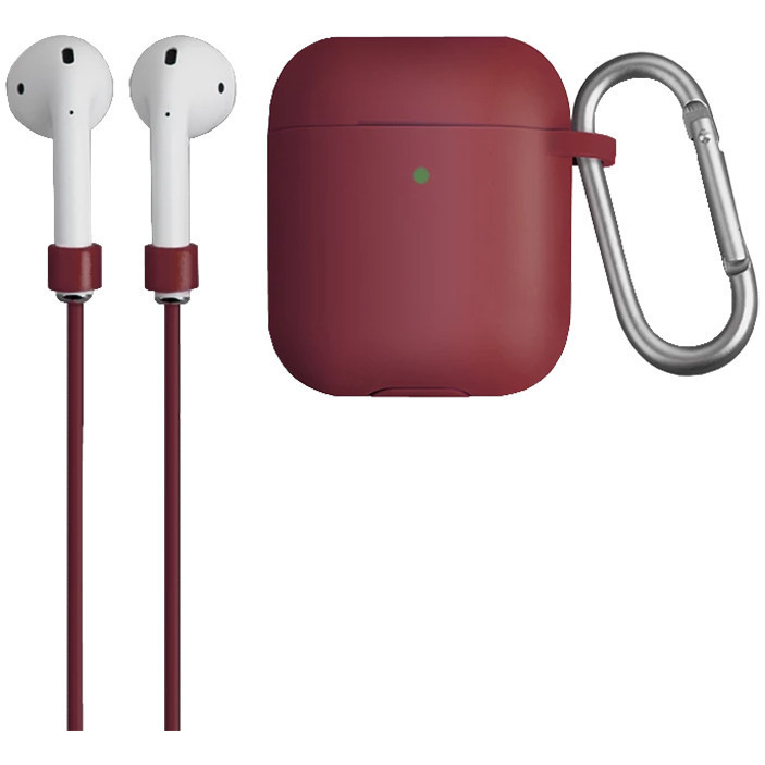 фото Комплект uniq - чехол airpods vencer (2019) hang case + ремешок для airpods 2, красный