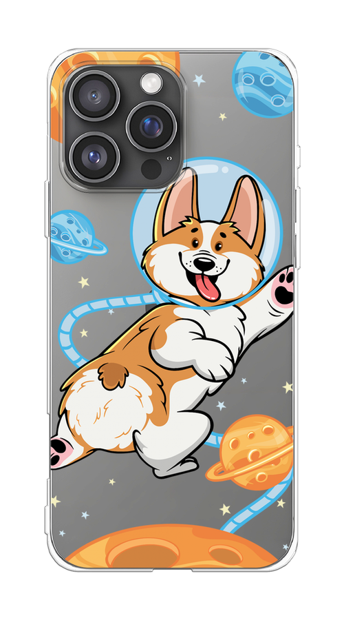 

Чехол на Apple iPhone 16 Pro Max "Корги-космонавт", Голубой;бежевый;белый, 16350-1