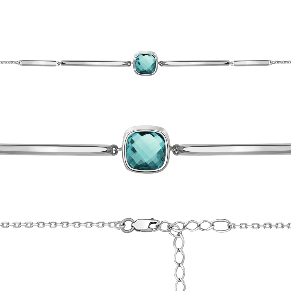 

Браслет из серебра с турмалином искусственным Aquamarine Aquamarine 7465188_925_р р. 17, 7465188_925_р
