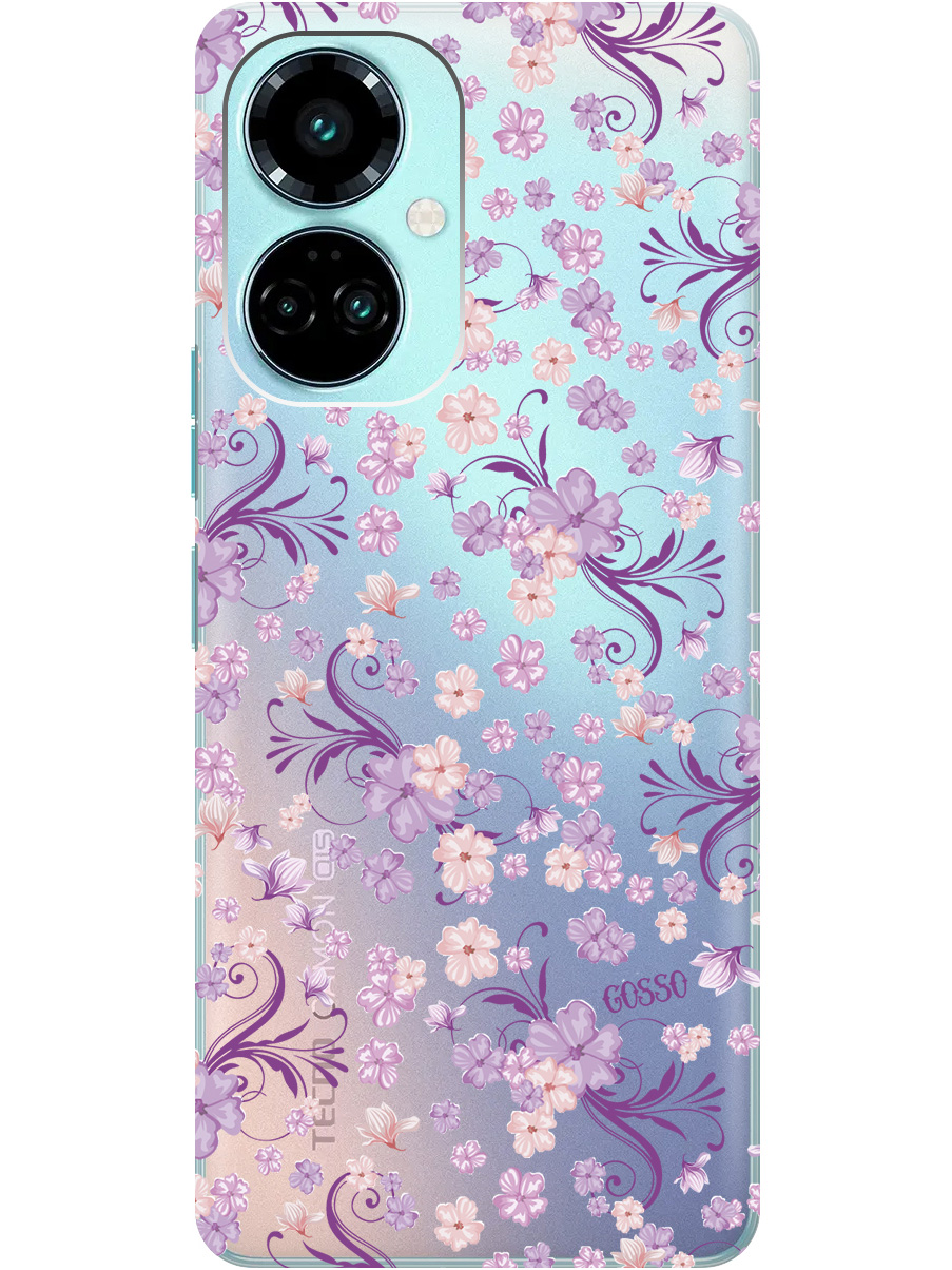 

Силиконовый чехол на Tecno Camon 19 / 19 Pro с рисунком "Lilac Flowers" прозрачный, Прозрачный;фиолетовый, 20011878