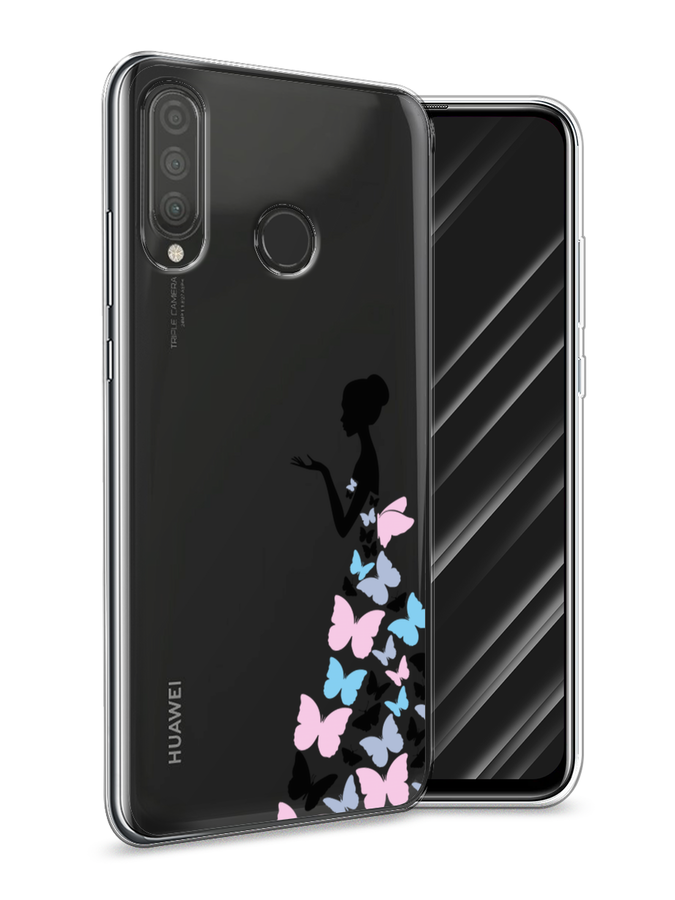 

Чехол Awog на Huawei P30 Lite "Платье из бабочек", Белый;розовый, 67950-1