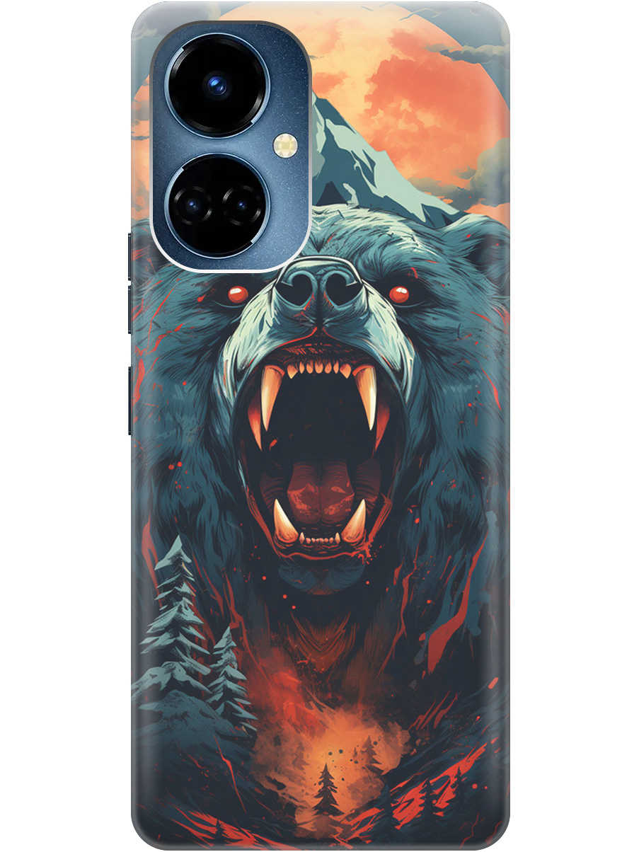 

Силиконовый чехол на Tecno Camon 19 / 19 Pro с рисунком "Гризли при красной луне", Красный;синий;черный, 20011878