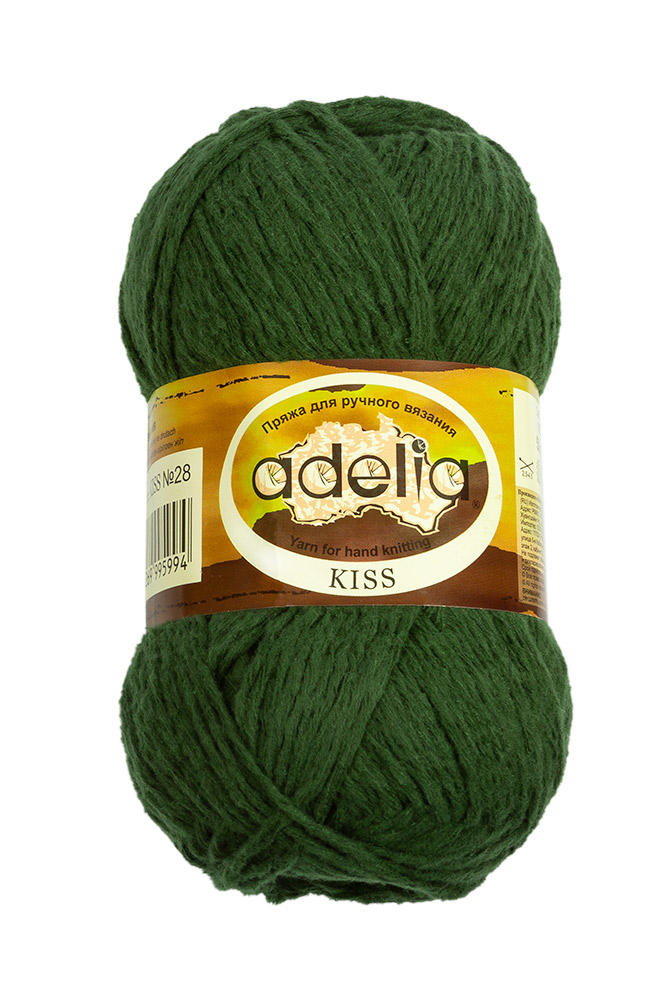 

Пряжа Adelia Kiss, 10 шт. по 50 г., набор 100% полиэстер, 145 м №28 т.зеленый, KISS