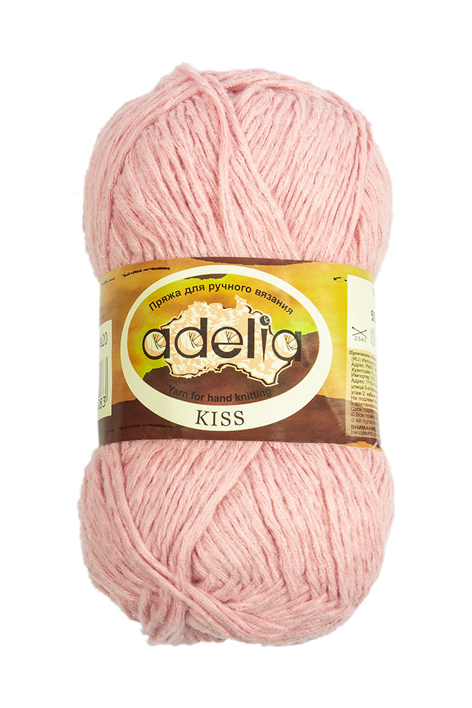 

Пряжа Adelia Kiss, 10 шт. по 50 г., набор 100% полиэстер, 145 м №20 св.гр.розовый, KISS