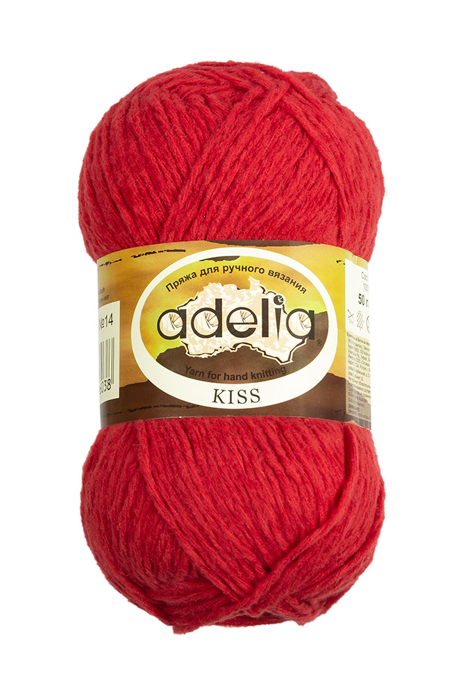 

Пряжа Adelia Kiss, 10 шт. по 50 г., набор 100% полиэстер, 145 м №14 красный, KISS