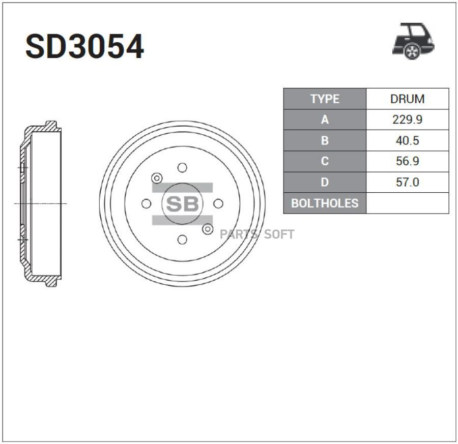 

Тормозной барабан Sangsin brake SD3054