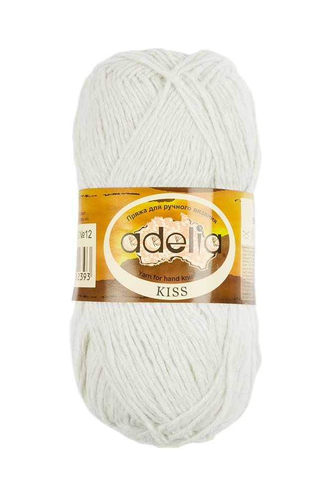 

Пряжа Adelia Kiss, 10 шт. по 50 г., набор 100% полиэстер, 145 м №09 молочный, Белый, "KISS"